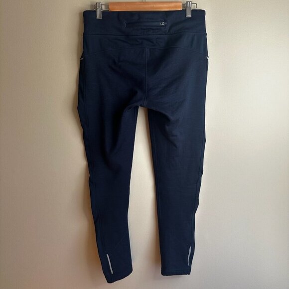 Athleta Leggings Womens Sz L Black Reflective Back Zip Pocket Athletic Stretch - Picture 5 of 11